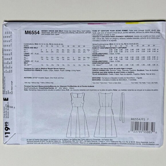 McCall's M6554 Fashion Star Sundress with Pockets Sewing Patterns - Size 16-24 - Picture 2 of 2